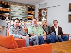 From left, Kristopher Parker, Eli Parker, Ashley Parker-Snider and Tim Snider, family of the late Disney actor turned developer Fess Parker. Fess Parker Enterprises, the family's business, owns two wineries in Los Olivos, Fess Parker's DoubleTree Resort in Santa Barbara and a small boutique hotel project currently in the planning phases. (Alex Drysdale / Business Times photo)