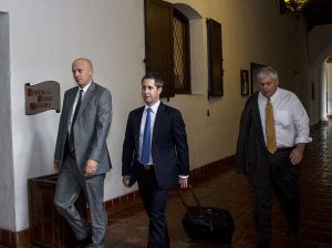 James Buchanan, left, is Plains All American Pipeline's environmental and regulatory compliance specialist pictured at the Santa Barbara Courthouse June 30. He was indicted along with Plains following the Refugio oil spill. (Alex Kacik)